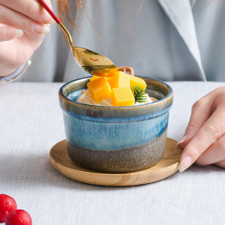 240mL Soufflé Förmchen, 4 Stück Creme Brulee Schälchen, Pastetenform, Kleine Auflaufformen Eignet Si