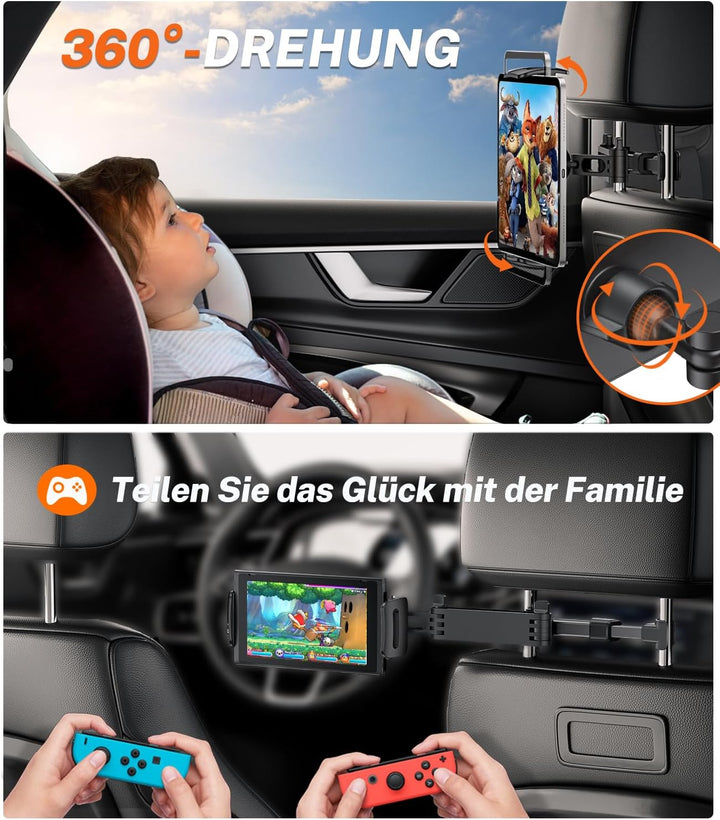 TRYONE Tablet Halterung Auto, Tablet Halter Kopfstütze - Ausziehbare KFZ-Kopfstützenhalterung für iP