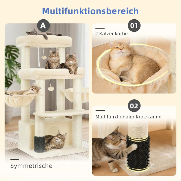 Hey-brother Kratzbaum, Stabil Katzenbaum für grosse Katzen und Maine Coons, mit 9 cm dicken Sisal-Kr