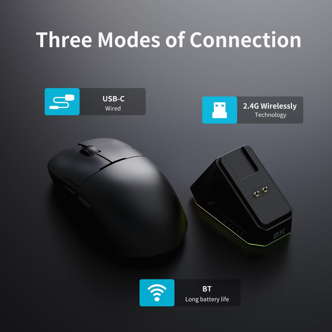 AJAZZ AJ159 PRO Wireless Gaming Mouse, Equipped with PAW3395 Sensor and Magnetic Base, 26K DPI, 2.4G