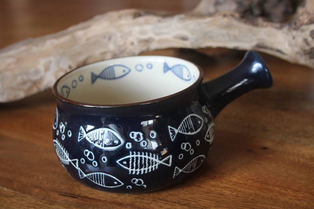 Suppenschale (Ocean) Blau/Weiss, Durchmesser 14 cm, Höhe 8 cm, Keramik glasiert, ofenfeste Keramik