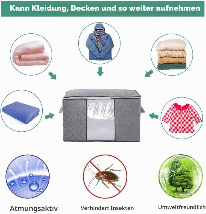 3 Stück Aufbewahrungstasche, 90L Aufbewahrungsbox mit Deckel Grosse, Faltbare Aufbewahrung Umzugskar