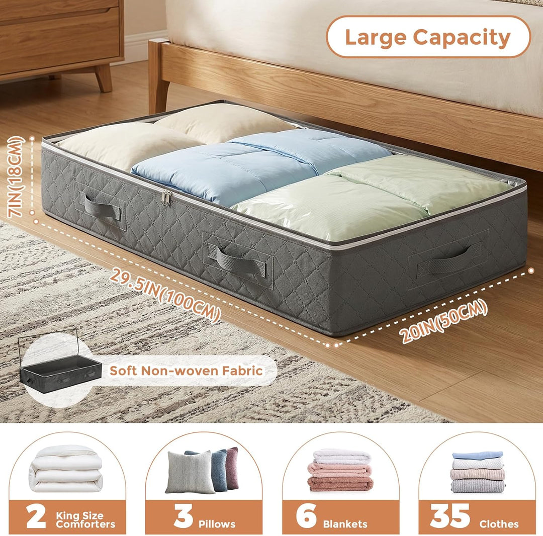 Budding Joy 4 Stück 90L Unterbettkommode, Aufbewahrungsbox mit Deckel Faltbare Unterbett Aufbewahrun