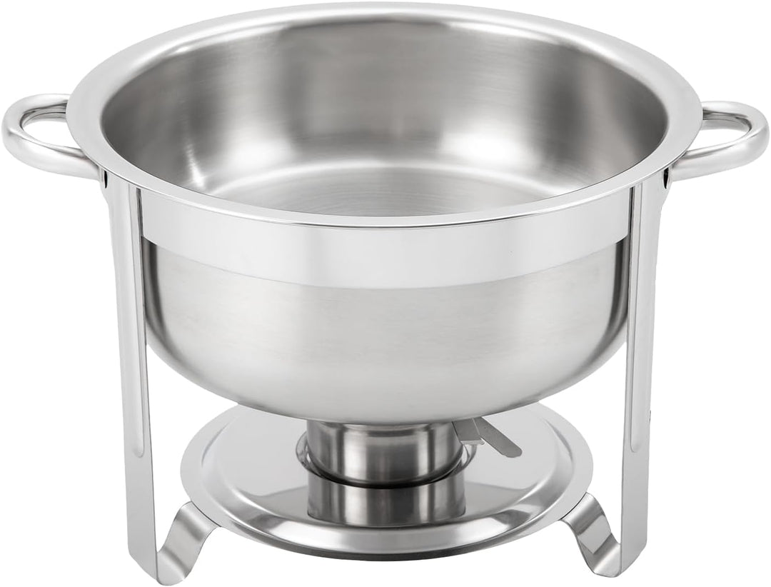 Runder Chafing Dish 8,5 Liter, Edelstahl Speisenwärmer mit Glasdeckel Wärmebehälter Double Pot Behäl