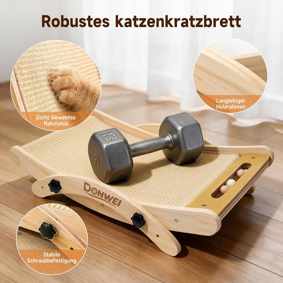 DONWEI Kratzbett Katzen Sisal, 3-IN-1 Kratzbrett für Kleine &amp; Grosse Katzen | 3 Verstell Modi, Massi