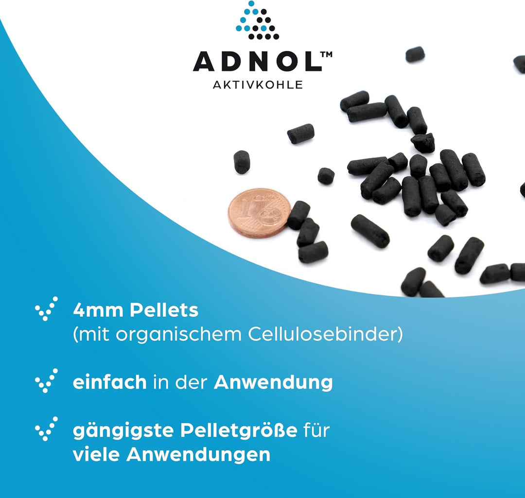 ADNOL® Aktivkohle Pellets 20 Liter aus Steinkohle für Luftreinigung sowie Gasreinigung z.B. für Duns