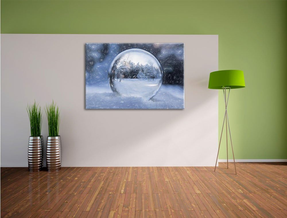 Pixxprint Eiskugel Winterlandschaft als Leinwandbild/Grösse: 100x70 cm/Wandbild/Kunstdruck/fertig be