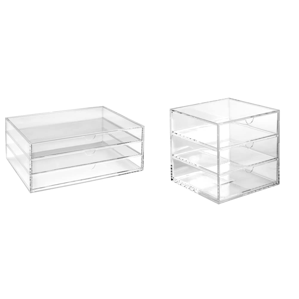 OSCO A3TSL Magazin mit 3 Schubladen aus klarem Acryl im Querformat farblos & klein transparent P0002