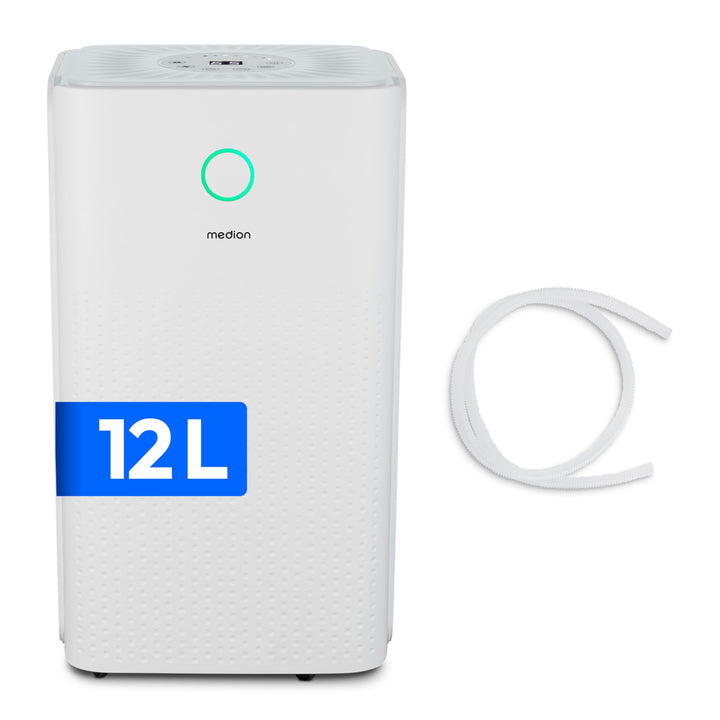 MEDION DH10 Luftentfeuchter elektrisch (bis zu 50m³ (15m²), 12Liter/24h, 38db leise, elektrischer Ra