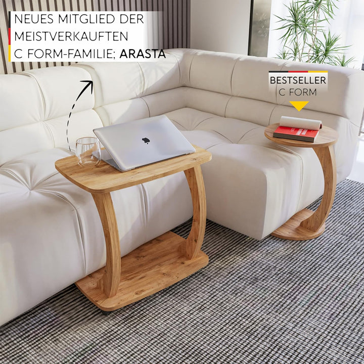 Beistelltisch Couch, mit Rollen, Laptoptisch für Couch, Kleiner Wohnzimmertisch, Sofatisch in stylis