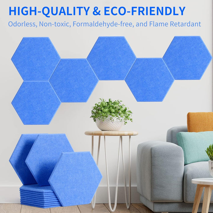 Rdutuok 12 Stück Selbstklebend Akustik Panel,30x26x1cm Hexagon Akustik Absorber Schallschutzplatten