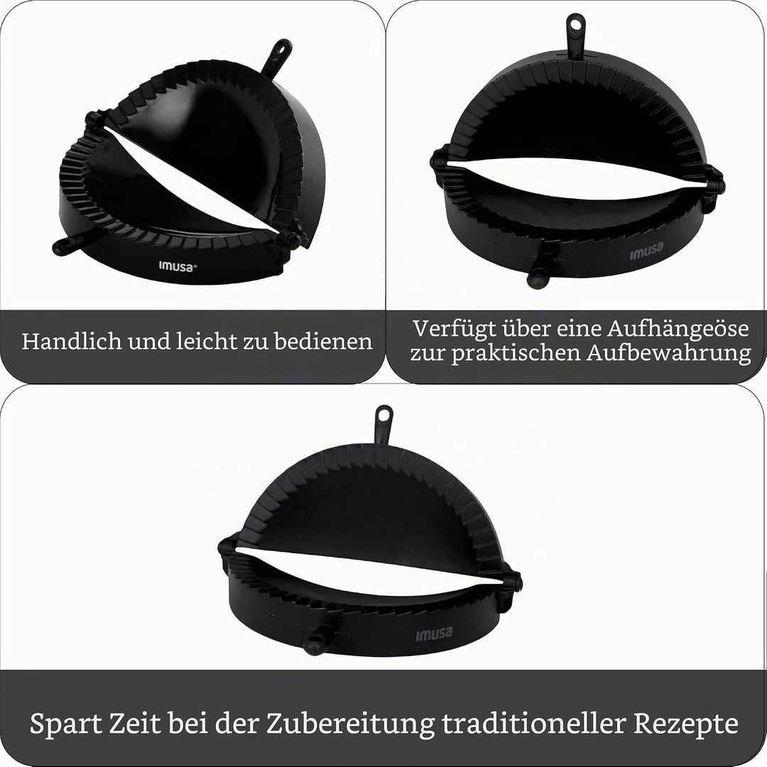 Imusa USA IMU-71006W Jumbo-Form, einfach zu bedienen, Kunststoff, Empanada-Form, Schwarz