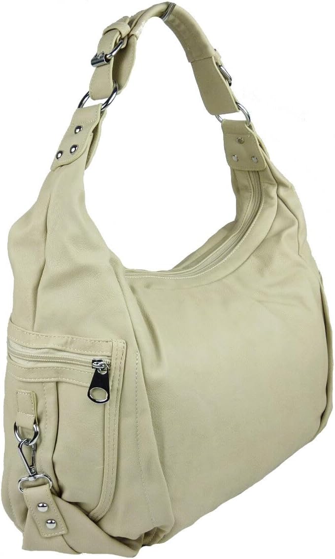 Sunny Girl 'Linda' 0259 grosse Damen Tasche, Schultertasche in 6 Farben 37x30x17 Beige Stone, Beige
