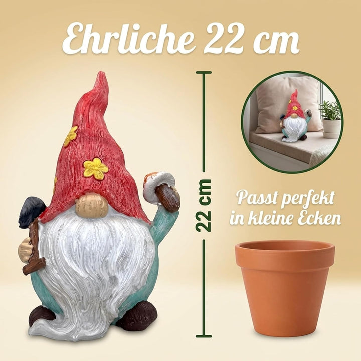 MIJOMA Gartenzwerg Gartengnom GNOME Dwarf Garten Dekoration Gartendeko Wichtel Zwerg für den Garten
