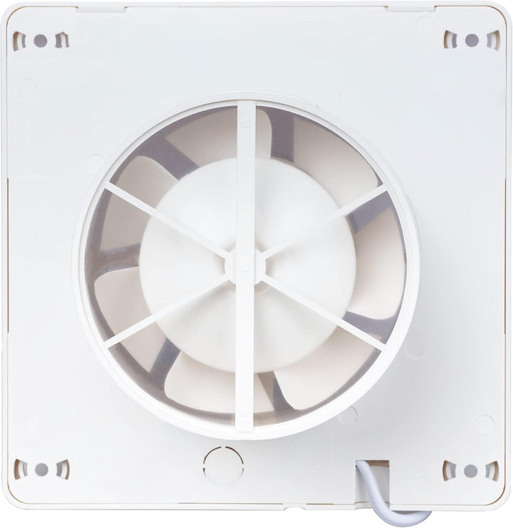 STERR Weisser Badlüfter 100 mm mit LED - Badezimmerventilator - Glasfront - Modernes Aussehen - BFS1