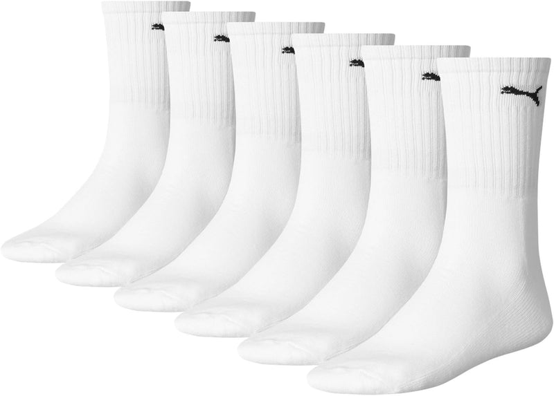 Puma Unisex Sportsocken Cush Crew 6er Pack Sportsocke 35-38 Weiss, Sportsocke 35-38 Weiss