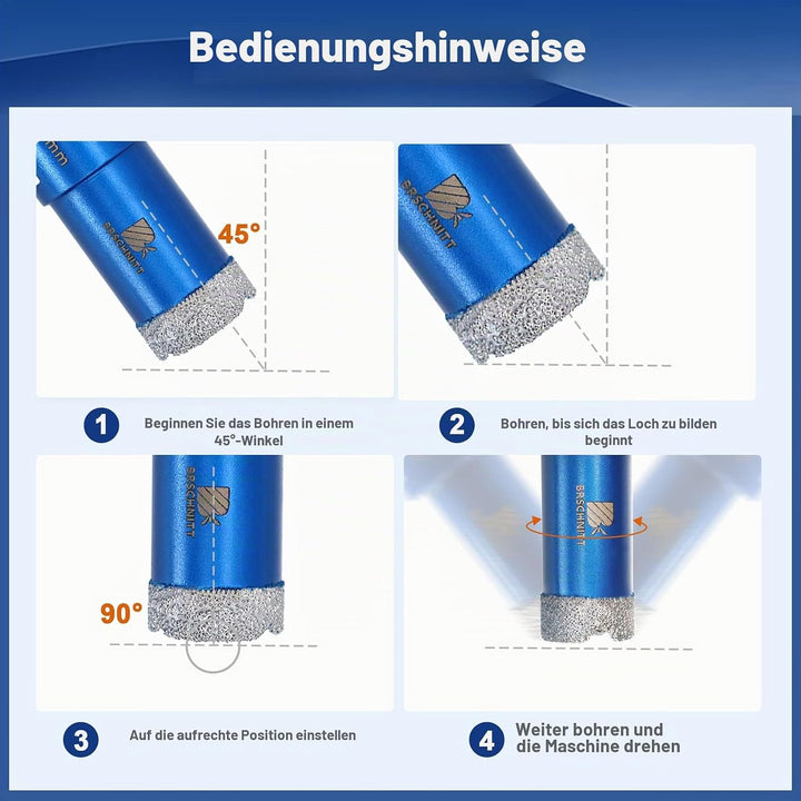 Diamantbohrer Fliesenbohrer Set -20/25/35/50mm Diamantbohrer für Porzellan Fliese Granit Marmor Troc