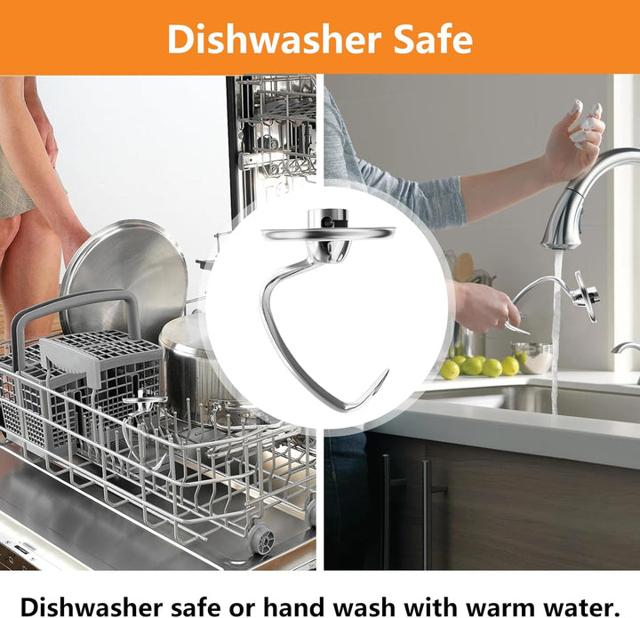 Edelstahl Teighaken für Kitchen Aid 4,5-5 Quart Tilt Head Standmixer, kompatibel mit Kitchen Aid Zub