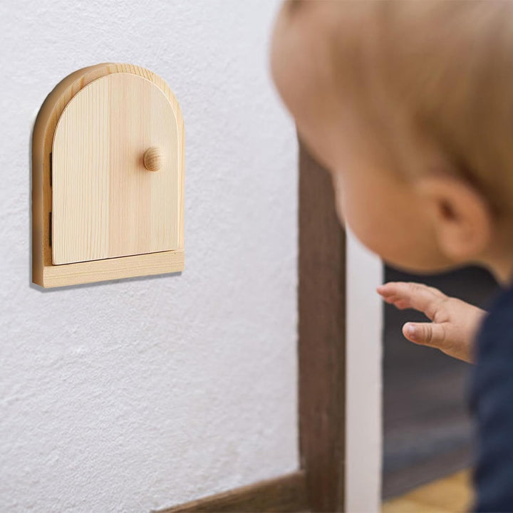 Steckdosenabdeckplatten, Feentür-Abdeckung, Holzsockel, dekorativer Rahmen, kein Bohren, Steckdosena