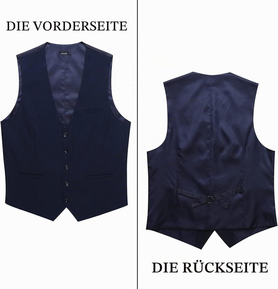 HISDERN Herren Anzugweste Formale Hochzeit Klassische Retro Baumwolle V-Ausschnitt Einfarbige Elegan