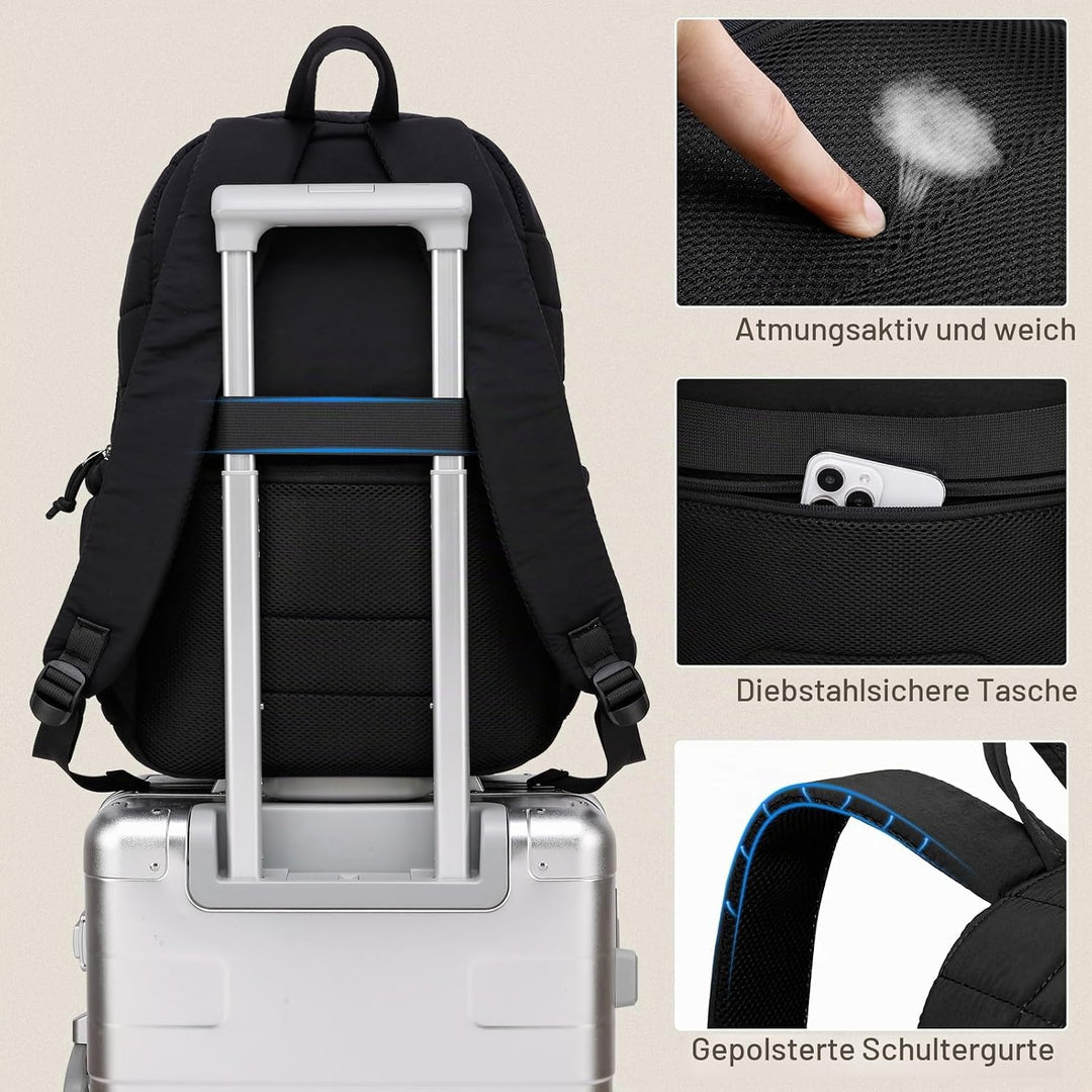 kadilong Puffer Laptop Rucksack Damen,Schulrucksack Frauen Reiserucksack Tagesrucksack Teenager Mädc