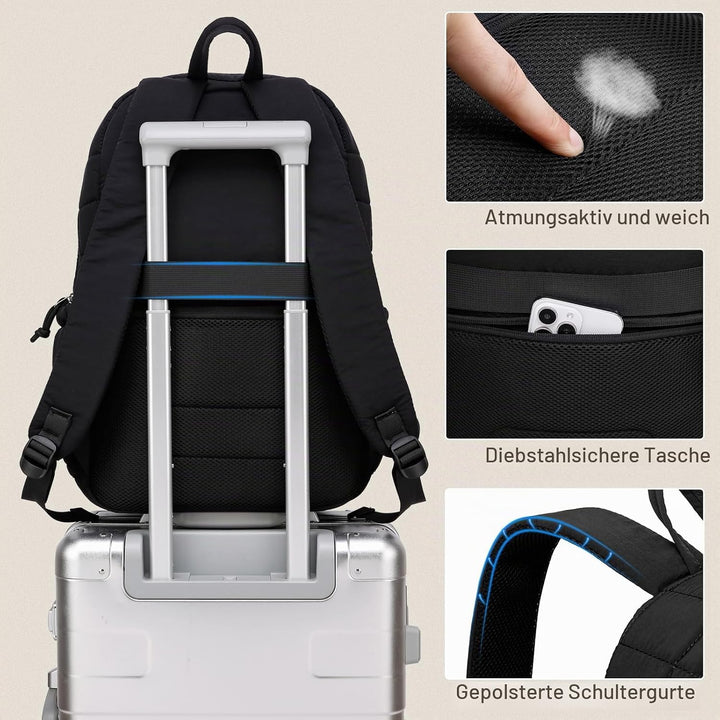 kadilong Puffer Laptop Rucksack Damen,Schulrucksack Frauen Reiserucksack Tagesrucksack Teenager Mädc
