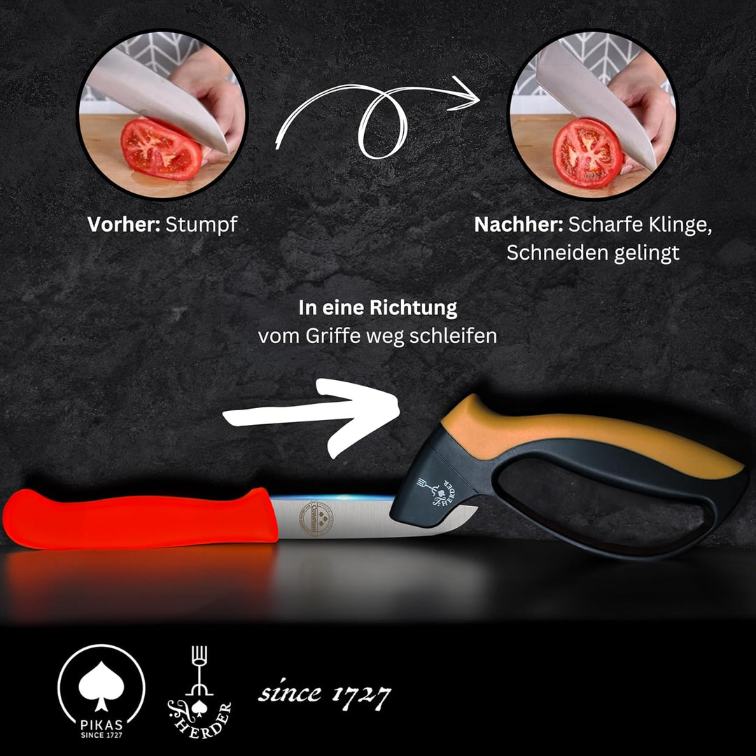 Messerschärfer – Handschärfer, Profi, Messerschleifer, klein, ergonomisch geformt, Fingerschutz, sch