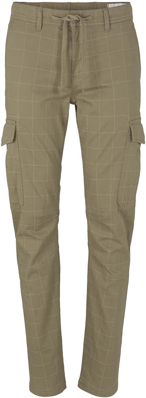 TOM TAILOR Denim Herren Cargo Hose M 27705 - Khaki Soft Check Print, M 27705 - Khaki Soft Check Prin