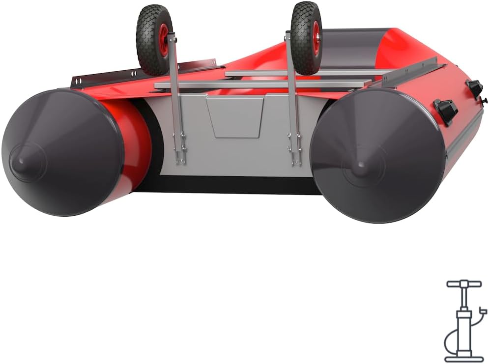 SUPROD Heckräder Slipräder Schlauchbooträder Transporträder klappbar Edelstahl ET260-LU schwarz/rot,