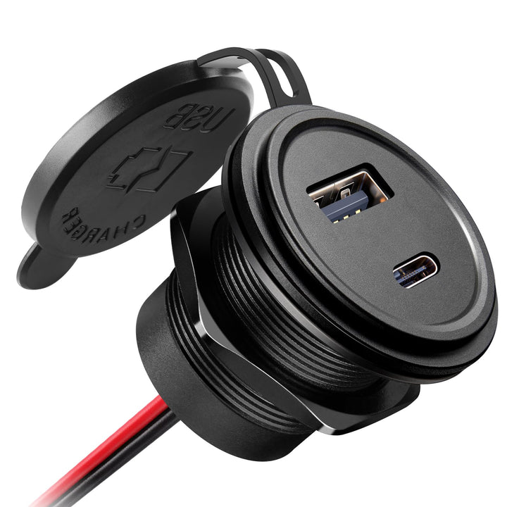 acegoo USB C Steckdose 12V Auto Wohnmobil 48W, Typ C Buchse Einbau Dose Aluminum Wasserdicht 12 Volt
