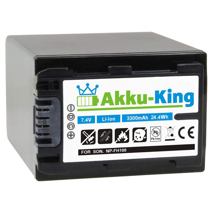 Akku-King Akku kompatibel mit Sony NP-FH100 - Li-Ion 3300mAh - für DCR- u. HDR-Serie u.a. DCR-DVD150