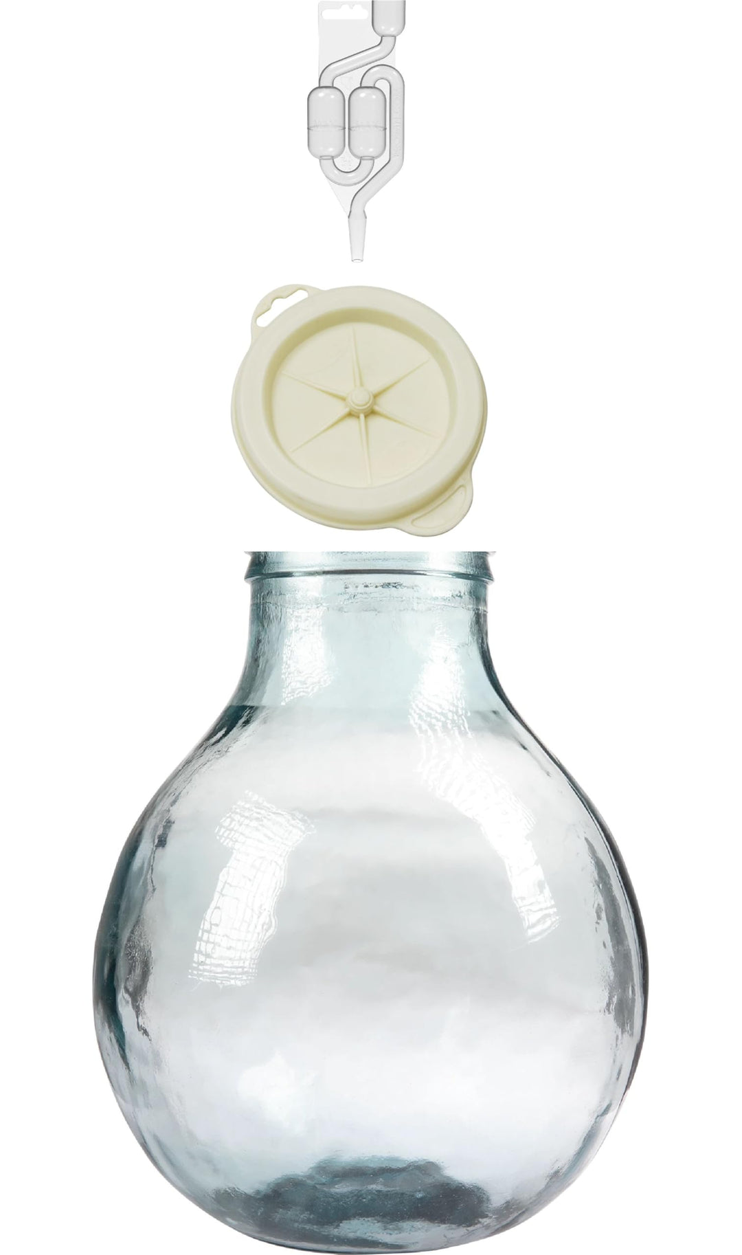 Glasballon Set +Gummikappe+ GÄRRÖHRCHEN Weinballon Flasche Glasflasche Gallone Gärbehälter Glasgärba