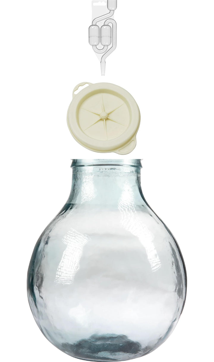 Glasballon Set +Gummikappe+ GÄRRÖHRCHEN Weinballon Flasche Glasflasche Gallone Gärbehälter Glasgärba