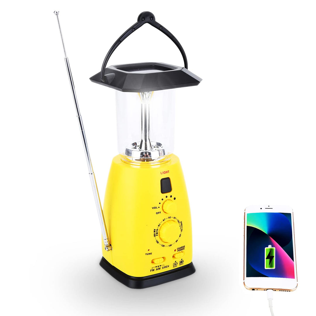 Elprico Dynamo Taschenlampe,Tragbar Kurbelradio mit Handyladefunktion Solar,Radio Kurbel Notfall mit
