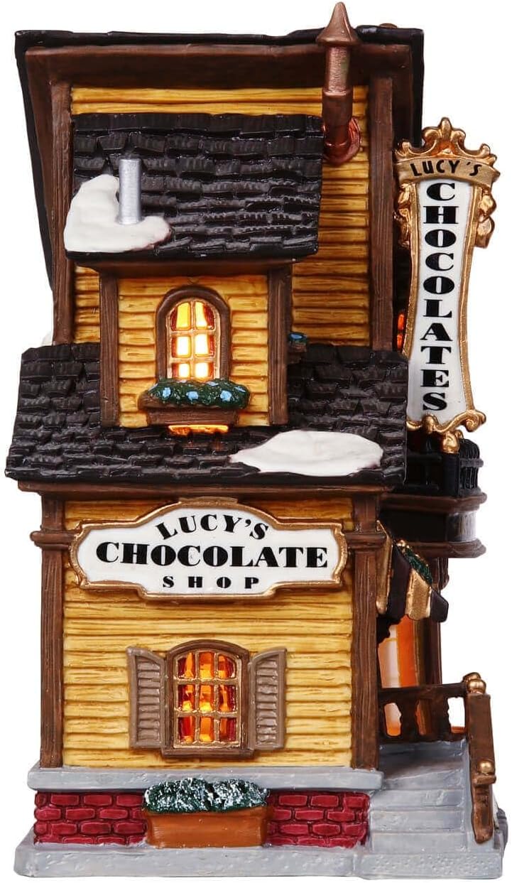 Lemax Lucys Chocolate Shop - Beleuchtetes Schokoladengeschäft - 13,50cmx18cmx10,40cm - Batteriebetri