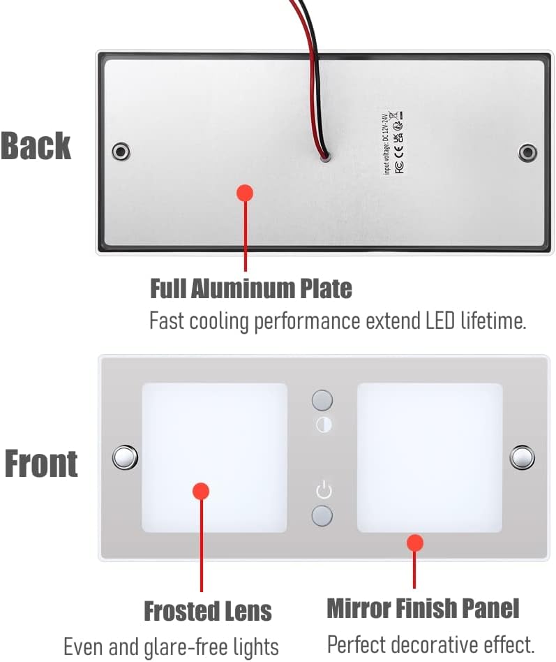 acegoo 12V LED Deckenleuchte Wohnmobil Dimmbar 6W Acryl 3000K/5500K&Blau Licht Wohnwagen Panel Lampe