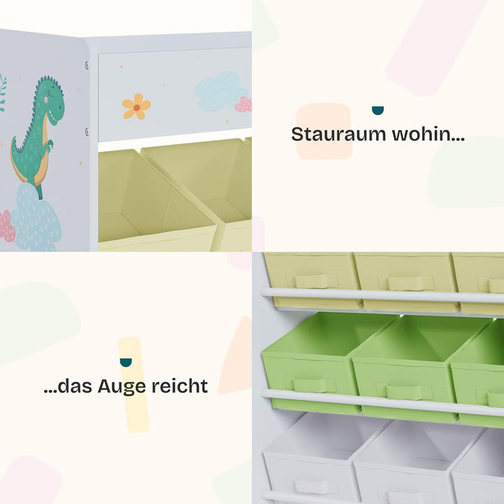 [en.casa] Kinderregal Søndreland Bücherregal für Kinder mit 9 Aufbewahrungsboxen Spielzeugregal mit