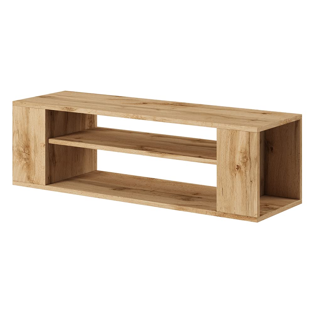 Selsey Weri - TV-Board hängend mit 2 offenen Fächern, minimalistisch, 100 cm breit (Wotan Eiche), Wo
