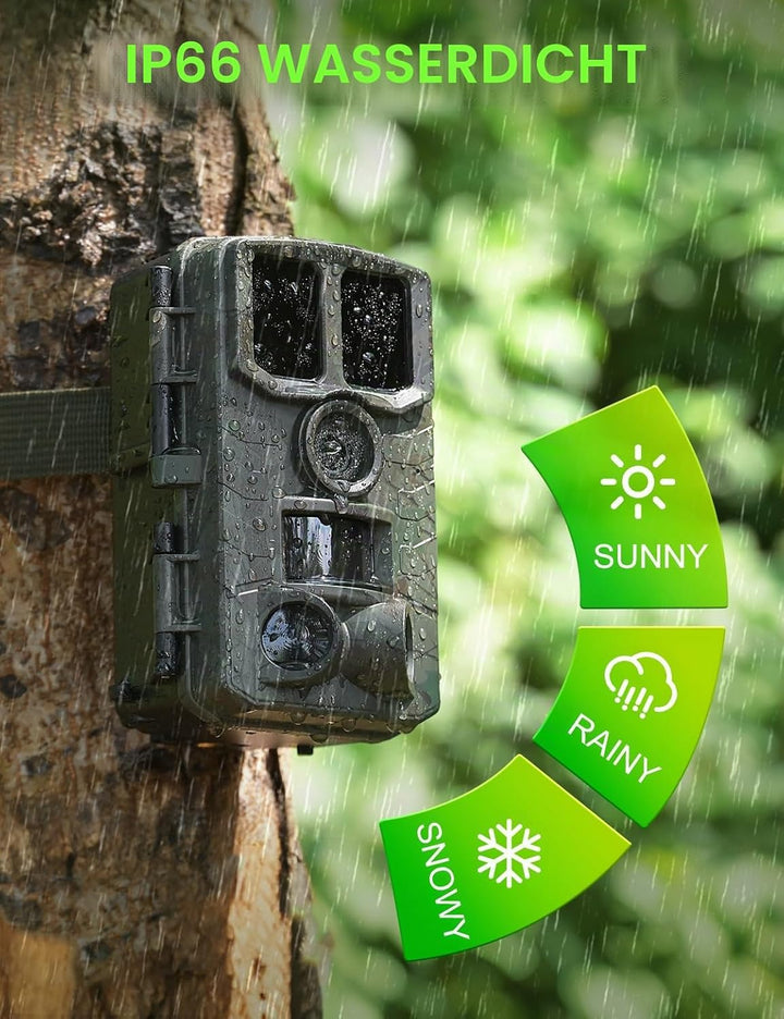 Coolifepro Wildkamera 60MP 4K HD, Wildtierkamera mit Bewegungsmelder Nachtsicht, 850nm IR LED Nachtk