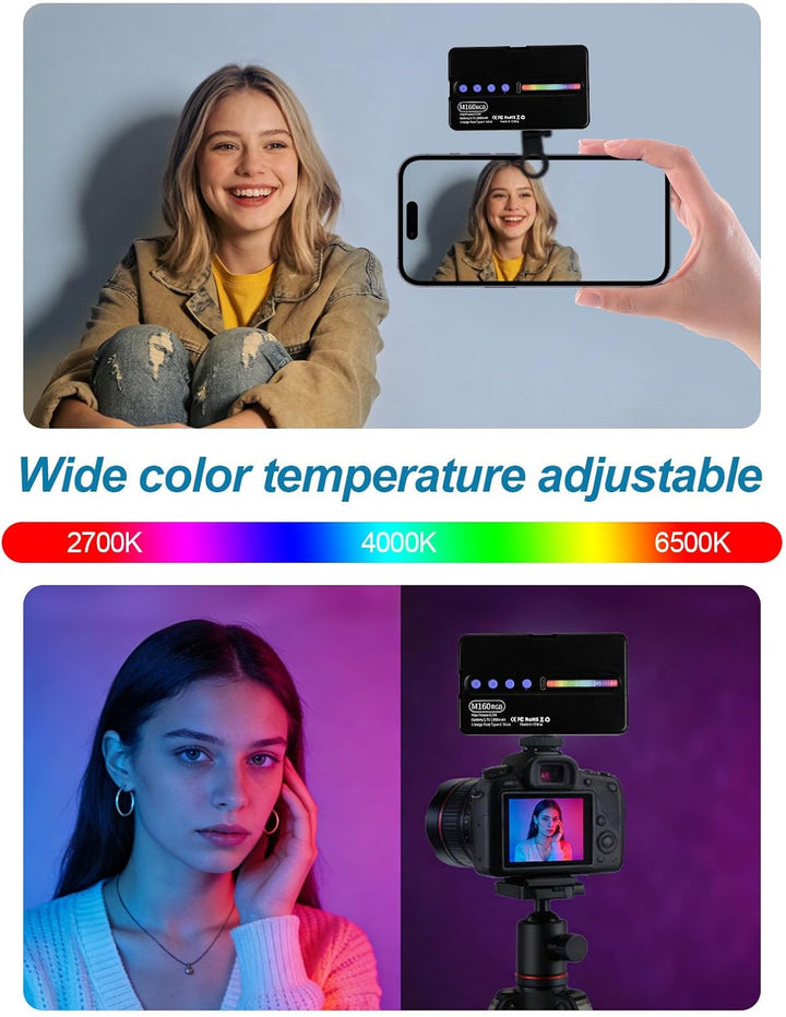 LED Selfie Licht & Handylicht mit Clip – Wiederaufladbares Videolicht 1800mAh für Laptop, TikTok & V