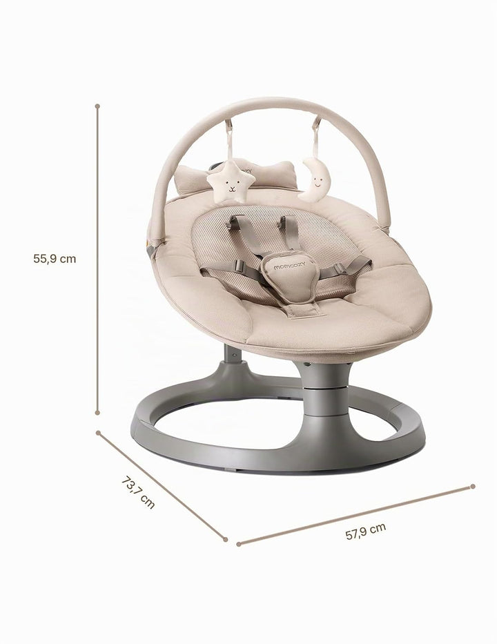 Momcozy 2-in-1 Elektrische Babywippe, 4 Bewegungen &amp; 4 Geschwindigkeiten, Doppelarm-Struktur, 2 Lieg