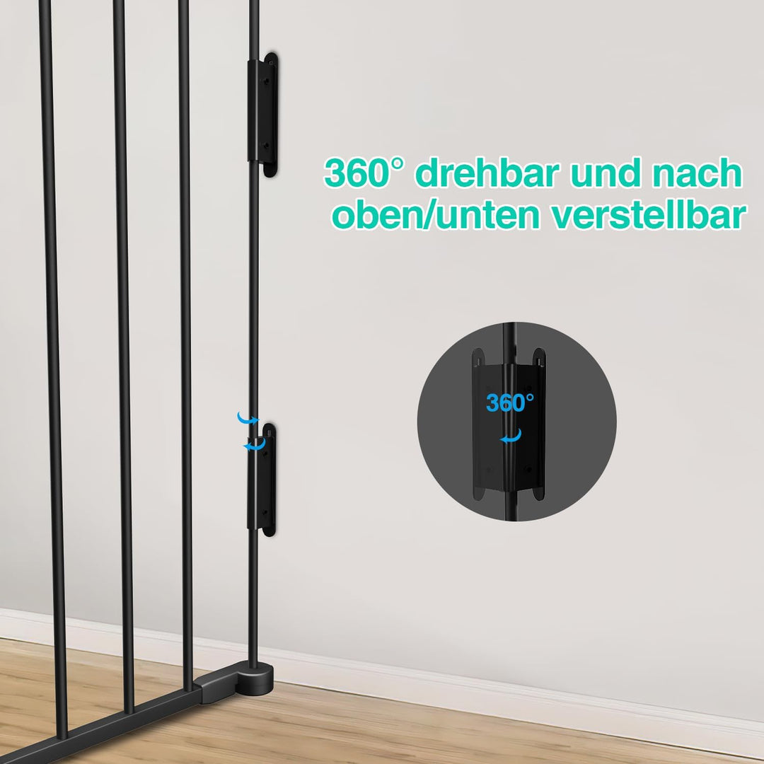 Daromigo Kaminschutzgitter, 310 cm Metall Absperrgitter mit Tür, Ofenschutzgitter Laufstall faltbar