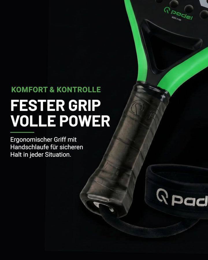 Q Padel K100 Kinder Padel Schläger 300g – Ultraleichtes Carbon Racket für Einsteiger, modernes Desig