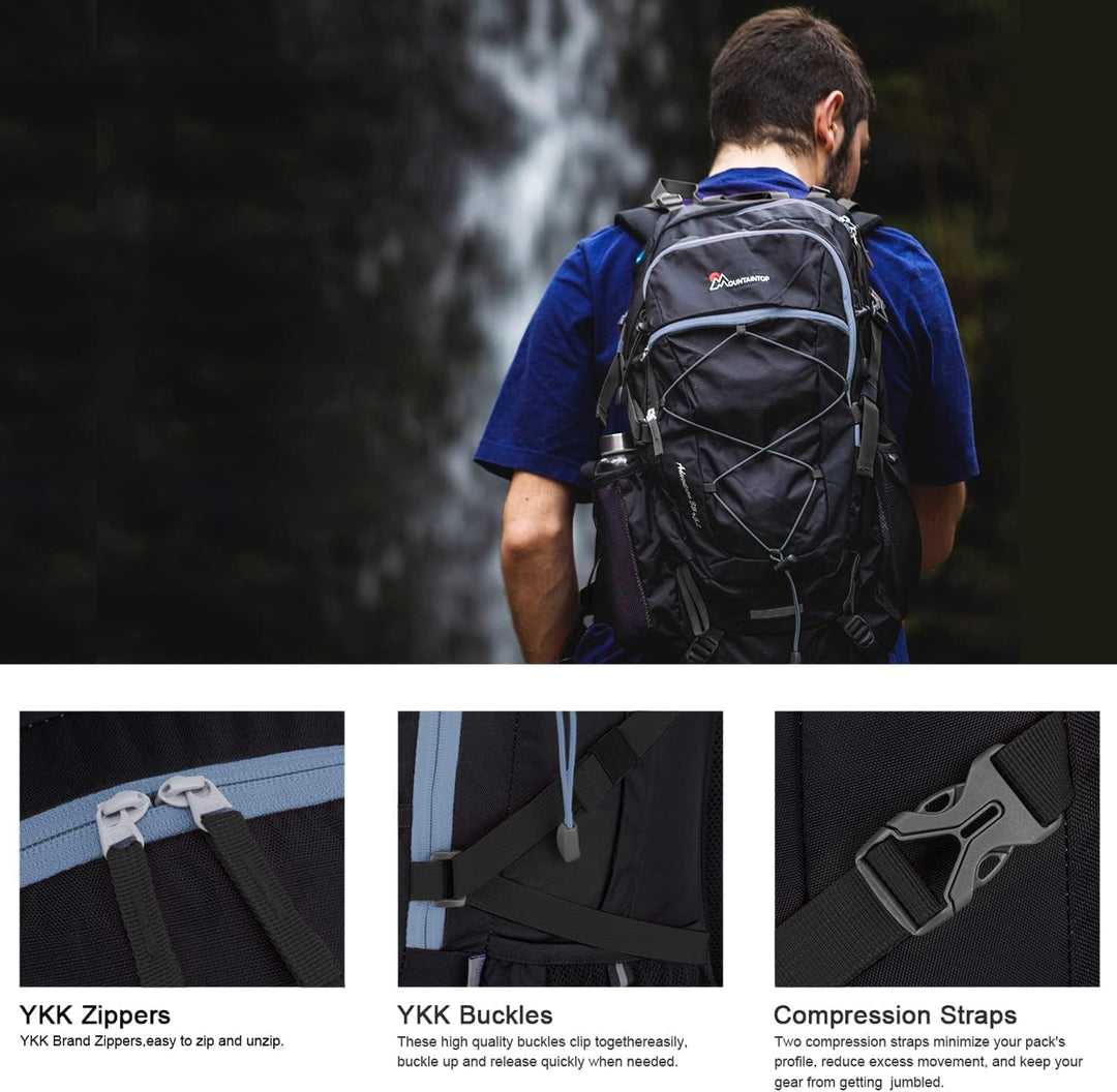 MOUNTAINTOP 40L Wanderrucksack Herren Damen Trekkingrucksack Outdoor Rucksäcke mit Regenhülle für Ca