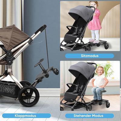 Mevip Buggy Board mit Sitz, Trittbrett Mitfahrbrett universal, Kinderwagen Board mit Kinderwagen Org
