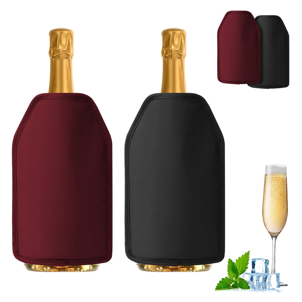 Weinkühler Manschette: 2 Pcs Weinflaschenkühler,Extra lange Kühlung,Wasserabweisendes Nylon,Weinmans