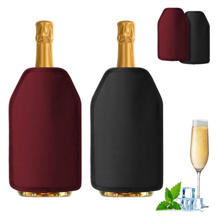Weinkühler Manschette: 2 Pcs Weinflaschenkühler,Extra lange Kühlung,Wasserabweisendes Nylon,Weinmans