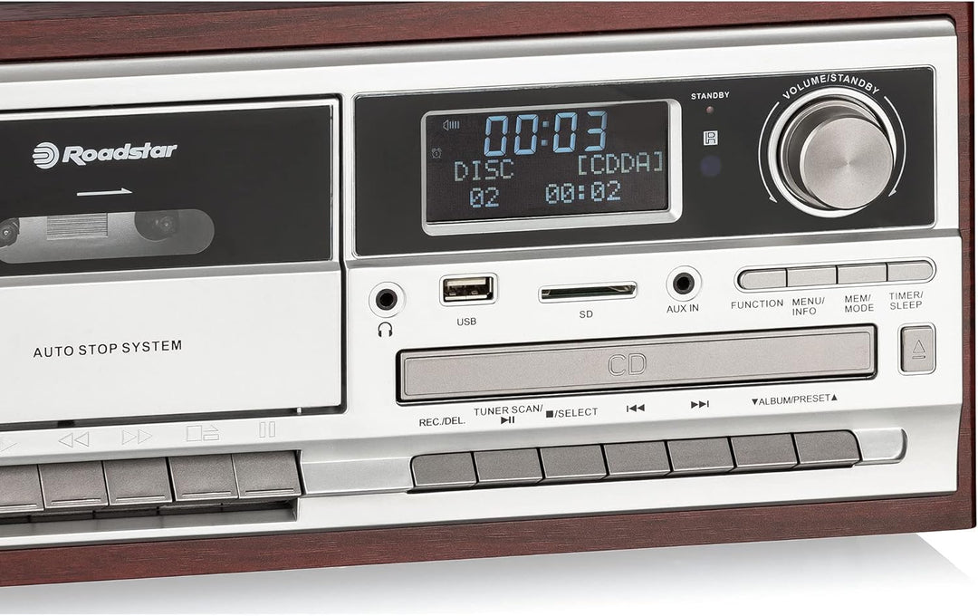 Roadstar HIF-8892 D+BT Stereoanlage (Retro-Musikanlage mit Plattenspieler, CD-Player, DAB+, Bluetoot