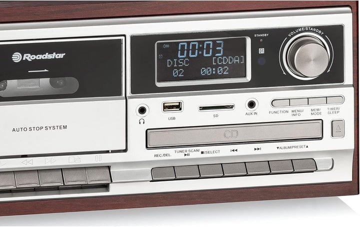 Roadstar HIF-8892 D+BT Stereoanlage (Retro-Musikanlage mit Plattenspieler, CD-Player, DAB+, Bluetoot