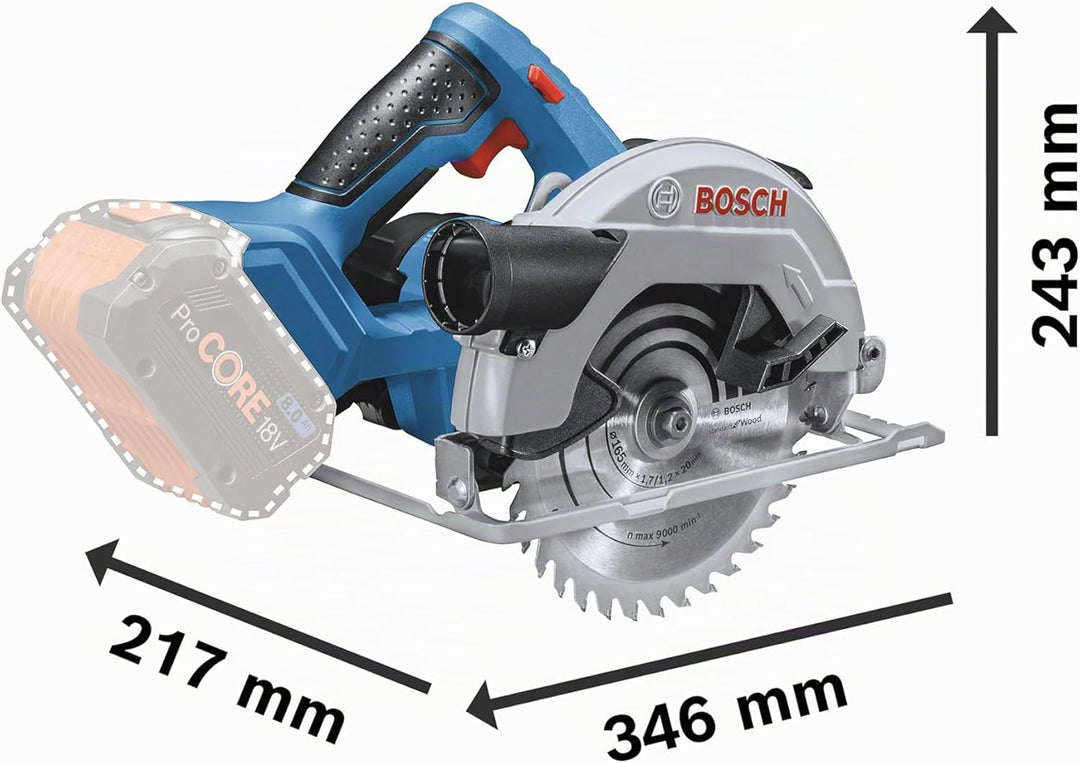 Bosch Professional 18V System Akku Kreissäge GKS 18V-57 G (Sägeblatt-Ø: 165 mm, Schnitttiefe: 57 mm,